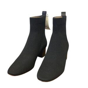 NEW Everlane Chelsea Black Ribbed Knit Ankle Boots Block Heels 9